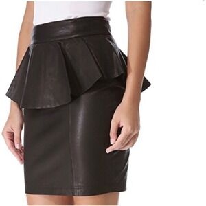 A7 NWT Torn by Ronny Kobo Goat Leather Peplum Mini Skirt Black Gigi Back Zip